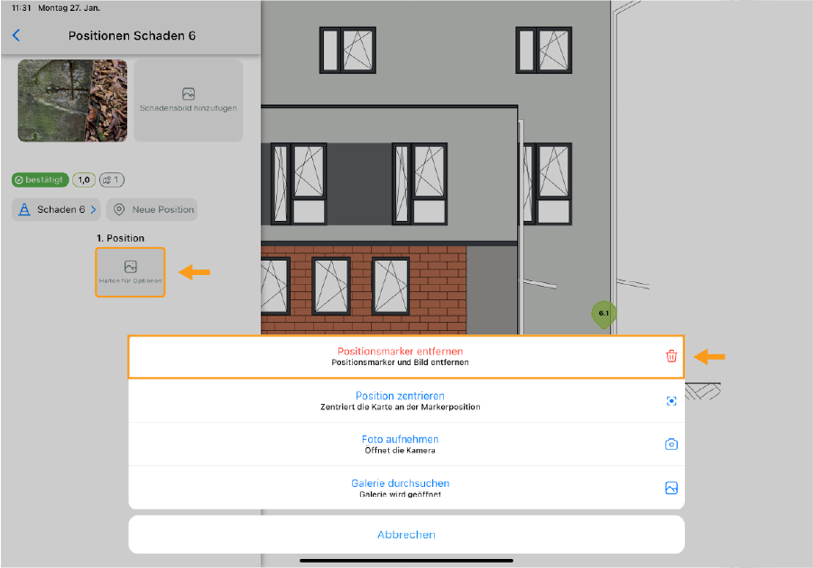 Positionsmarker entfernen